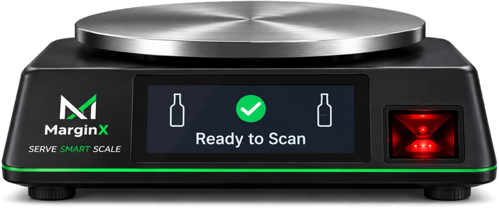MarginX smart scale ready to scan a bottle